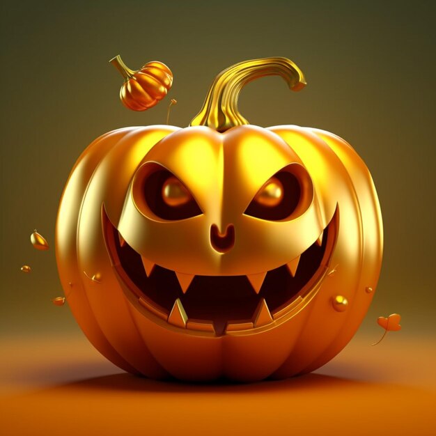 Uma abóbora de halloween com um rosto e um rosto sorridente.