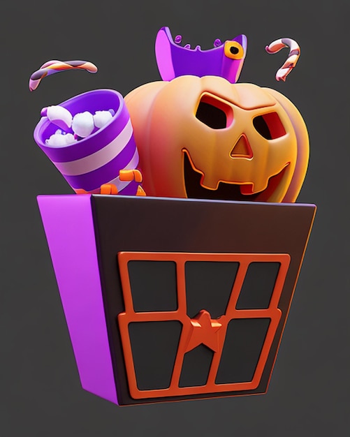 Foto uma abóbora de halloween com uma abóbora nela