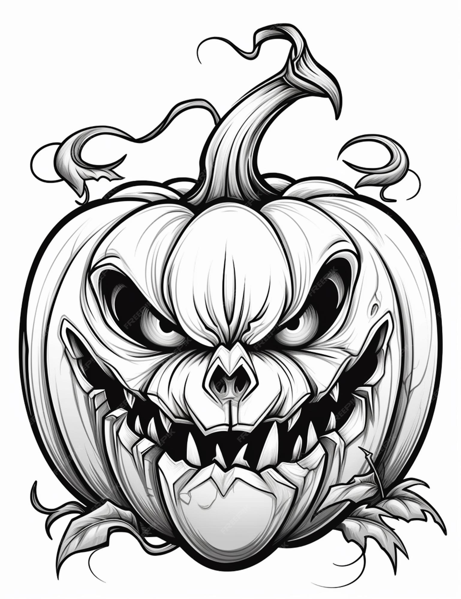 abóbora de halloween dos desenhos animados com rostos assustadores