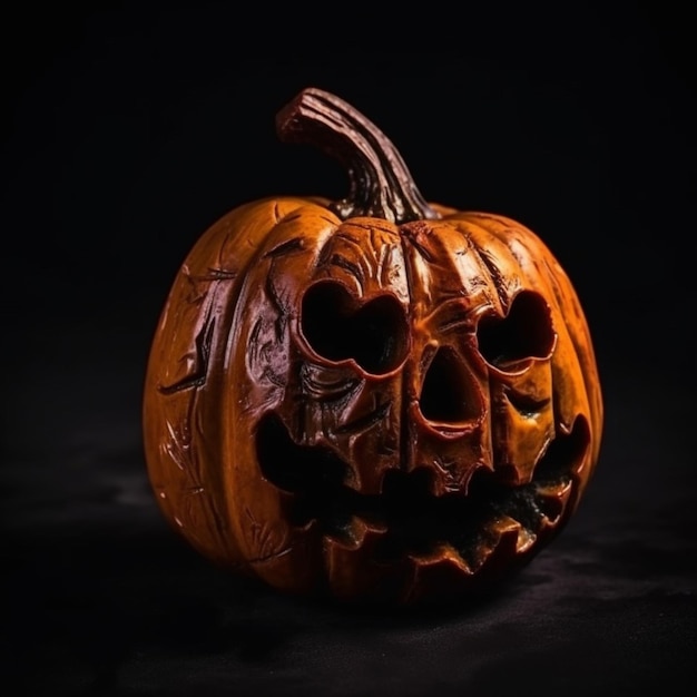 Uma abóbora esculpida com a palavra halloween