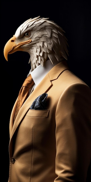 Uma águia careca de terno com gravata