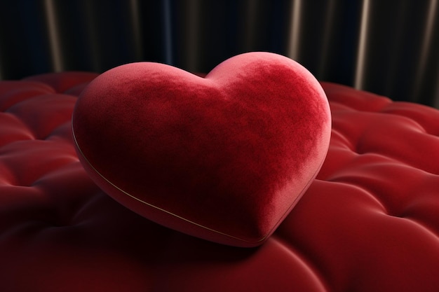 Uma almofada em forma de coração feita de veludo vermelho macio para sy 00259 00