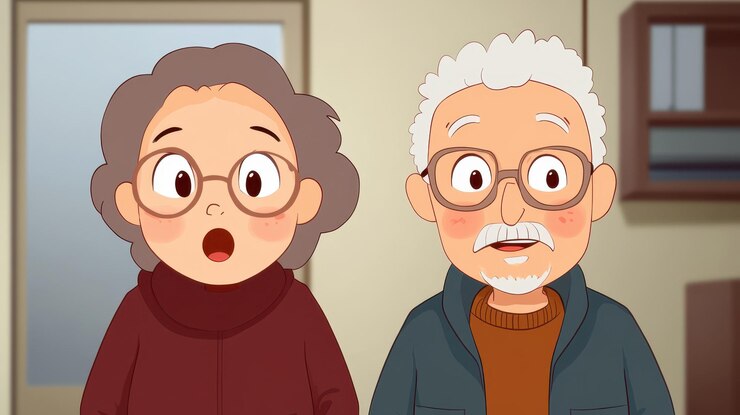 Foto uma animação 2d caprichosa de idosos alegres montando um carrossel colorido