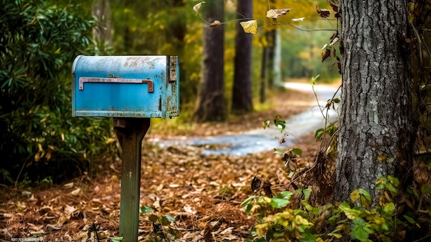 Uma antiga caixa postal em uma parte remota da cidade feita com IA Generativa