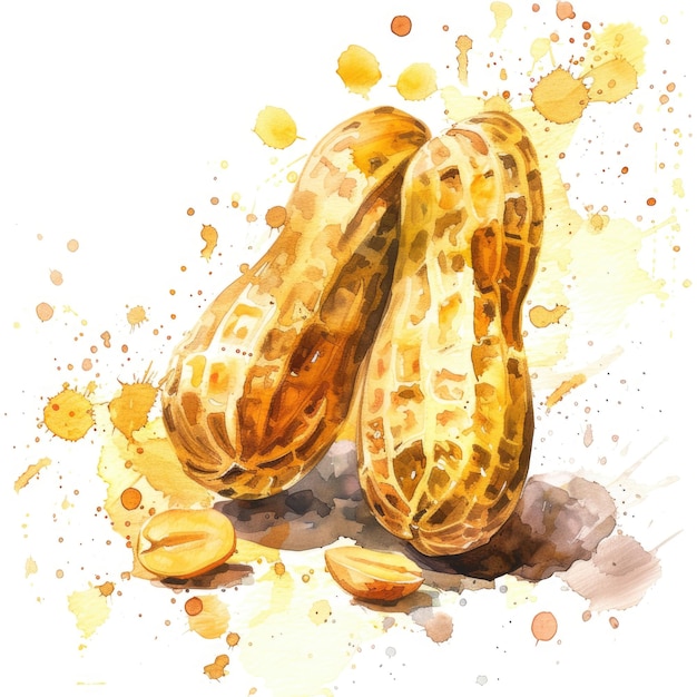 Uma aquarela animada de amendoim com um toque de cor