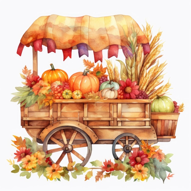 Uma aquarela caprichosa Hayride explorando retalhos com clipart PNG