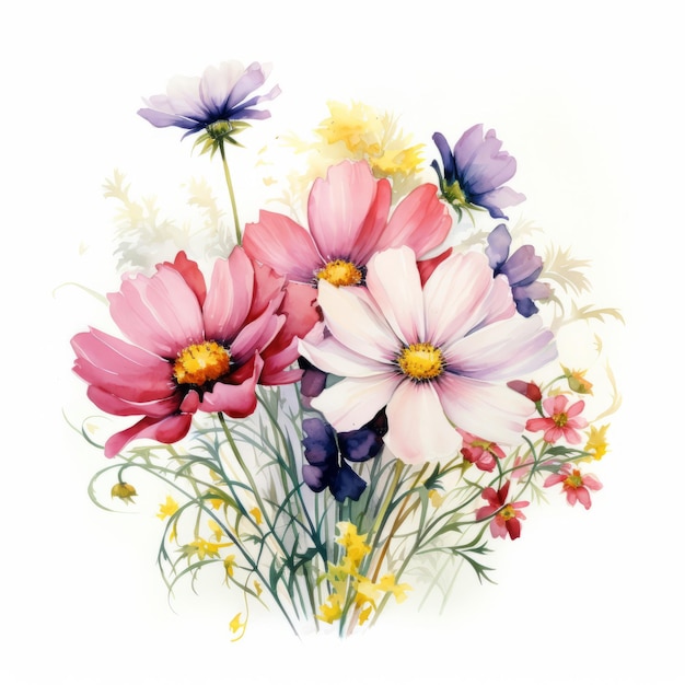 uma aquarela de flores