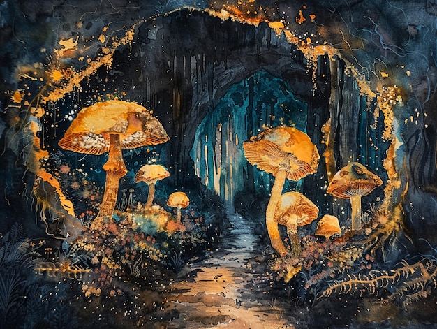 Foto uma aquarela pinturas rupestres paleolíticas