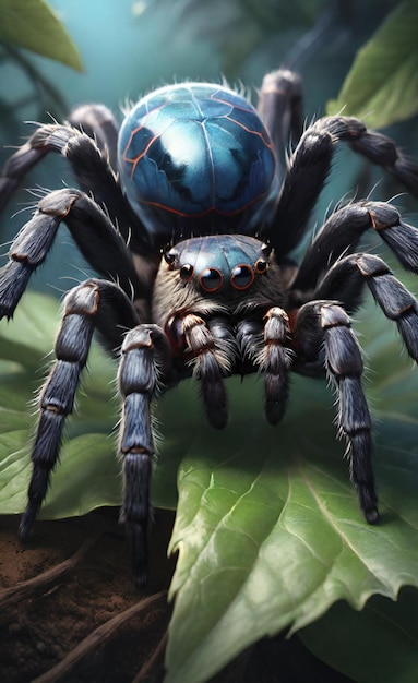 uma aranha azul com uma camisa azul