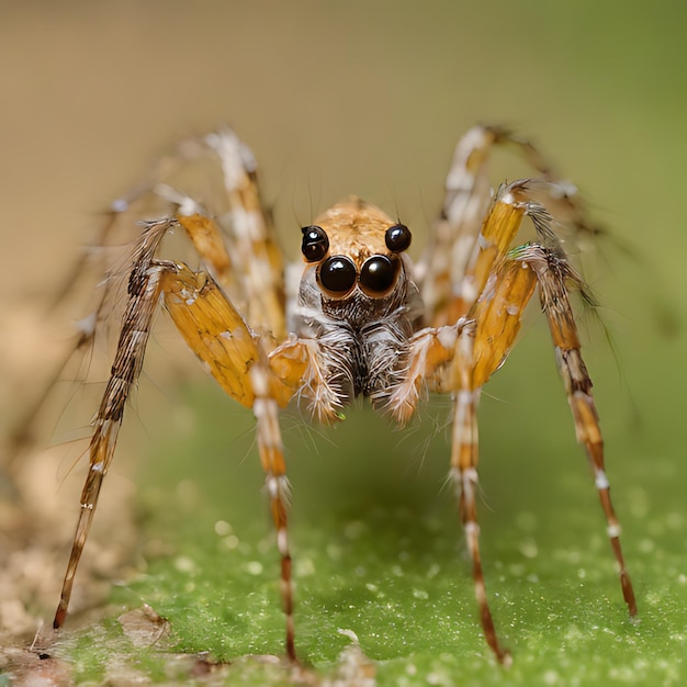 Foto uma aranha com um olho preto e um olho negro e um olho amarelo