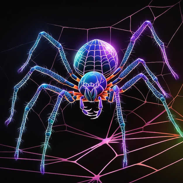 Foto uma aranha de néon mantém a sua própria rede