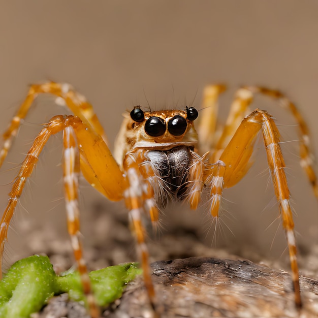 uma aranha que está em uma mesa com alguma comida