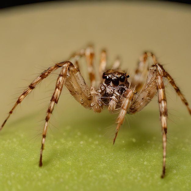 uma aranha que está em uma superfície verde