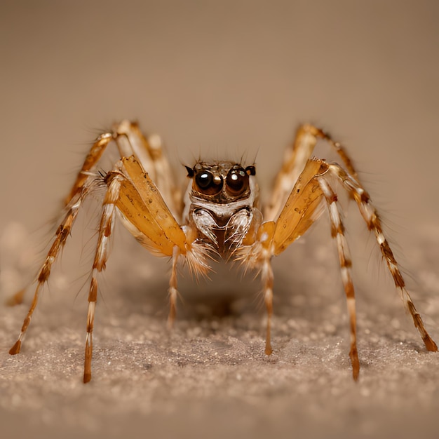 uma aranha que tem um olho preto e um olho castanho