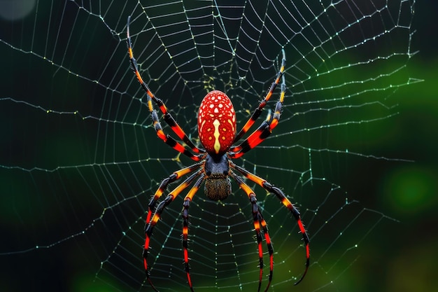 Uma aranha tecendo seu intrincado padrão de teia criado com IA generativa