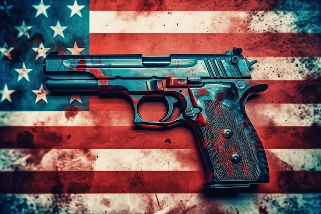 Uma arma com bandeira americana