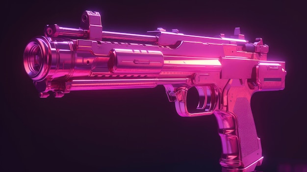 Foto uma arma rosa com a letra m nela