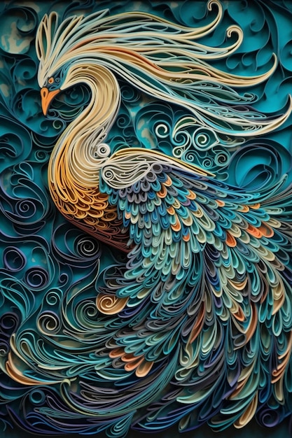 Uma arte de papel de um cisne.