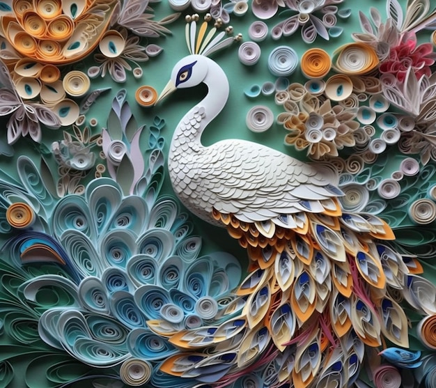 Uma arte em papel de um cisne com botões