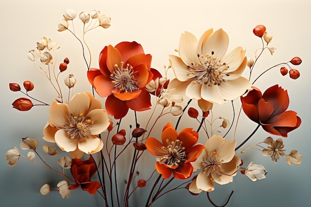 Uma arte floral simples e minimalista com cores suaves