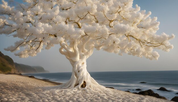 Foto uma árvore à beira-mar