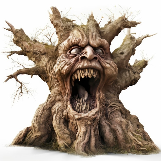 Uma árvore assustadora de árvore monstro