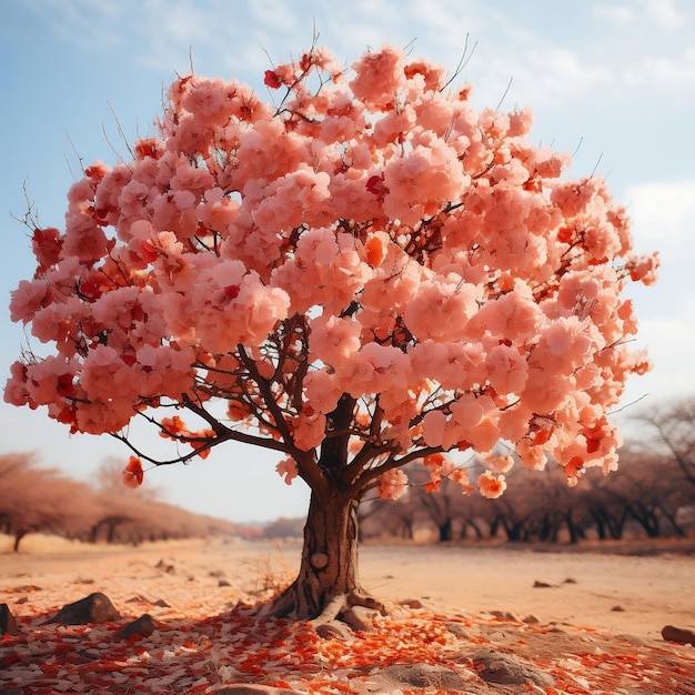 Foto uma árvore colorida coberta de folhas de outono