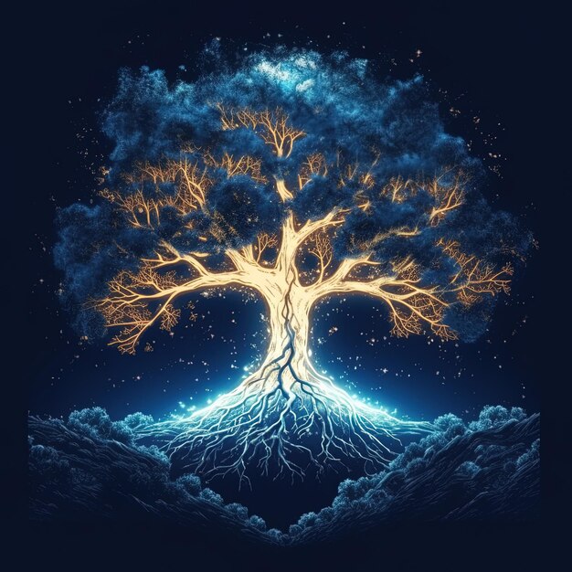 Uma árvore com as raízes de uma árvore com a palavra árvore nela.
