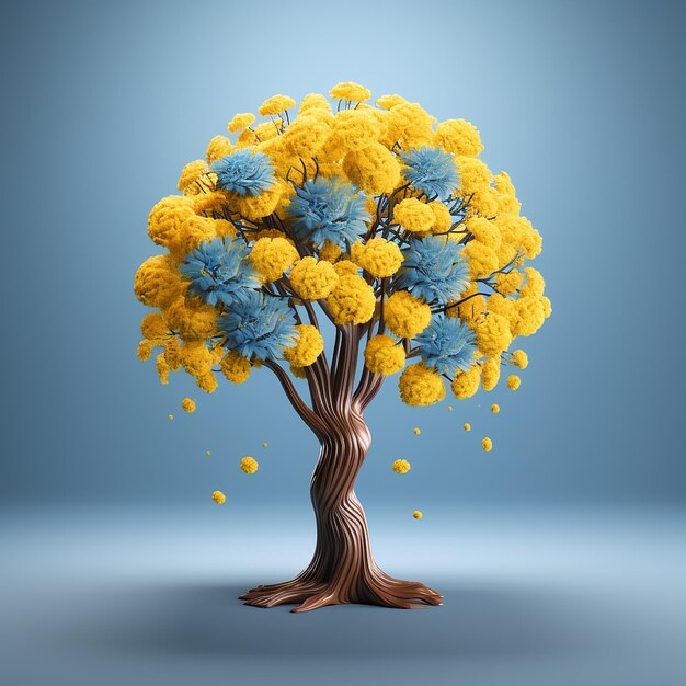 Uma árvore com flores amarelas e uma árvore com flor amarela