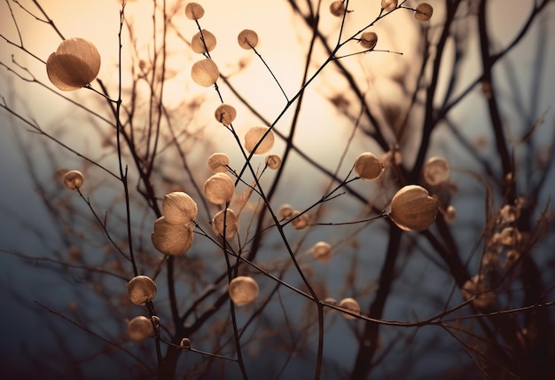 Uma árvore com flores brancas ao sol