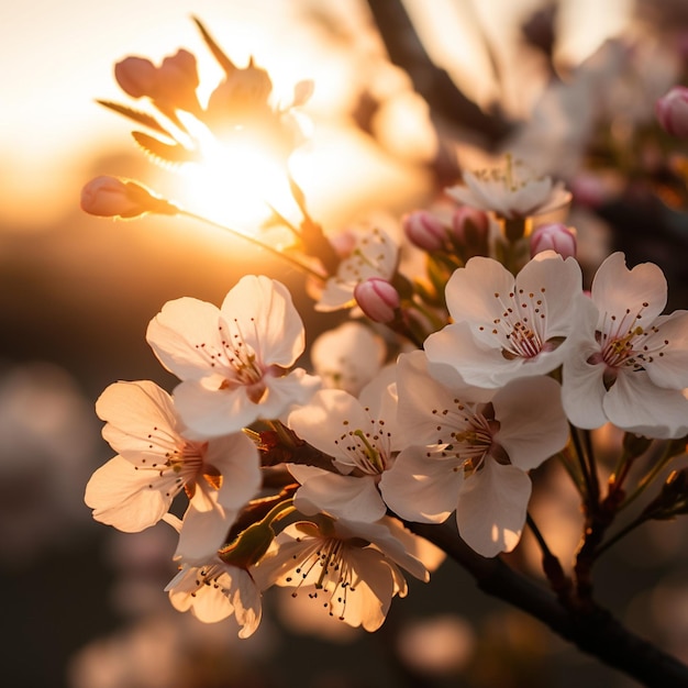 Uma árvore com flores que estão ao sol