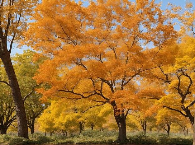 Foto uma árvore com folhas de laranja