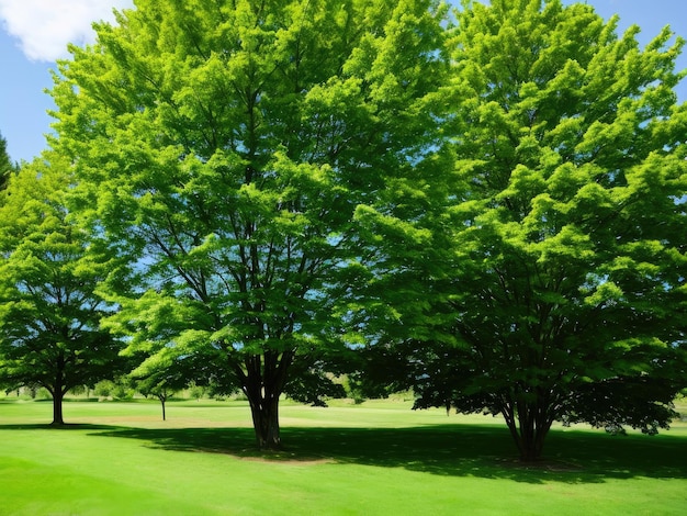 Uma árvore com folhas verdes Paisagem