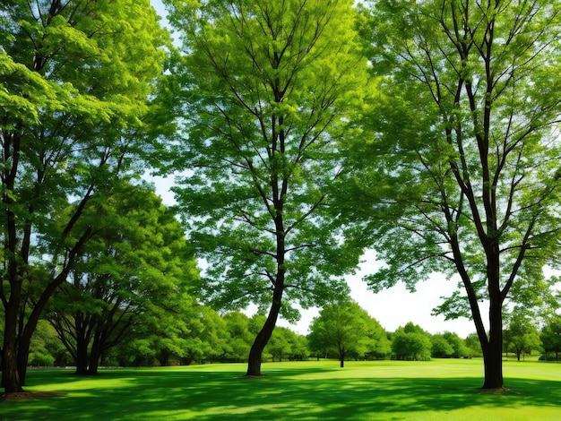 Uma árvore com folhas verdes Paisagem