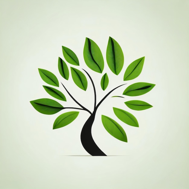 Uma árvore com folhas verdes que é um símbolo de uma empresa.