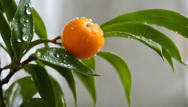 uma árvore com laranjas e um fundo branco