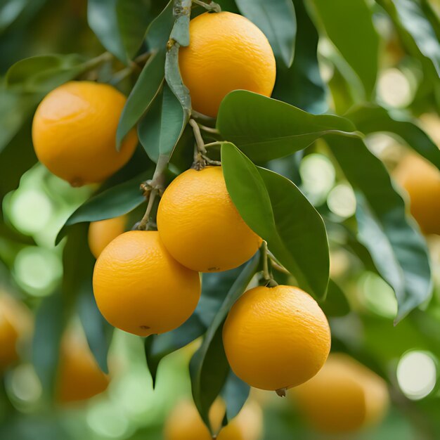 Foto uma árvore com muitas laranjas penduradas nela