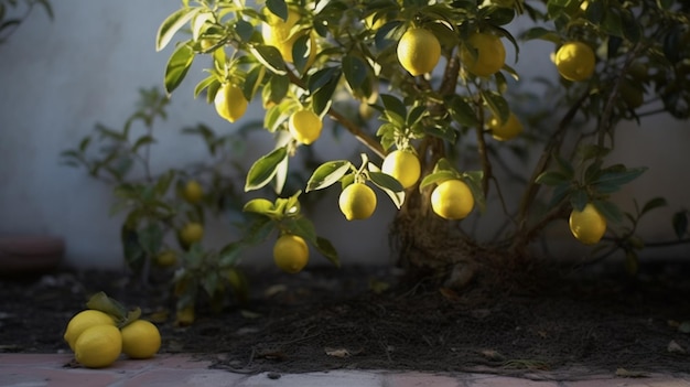 Foto uma árvore de limão com limão amarelo