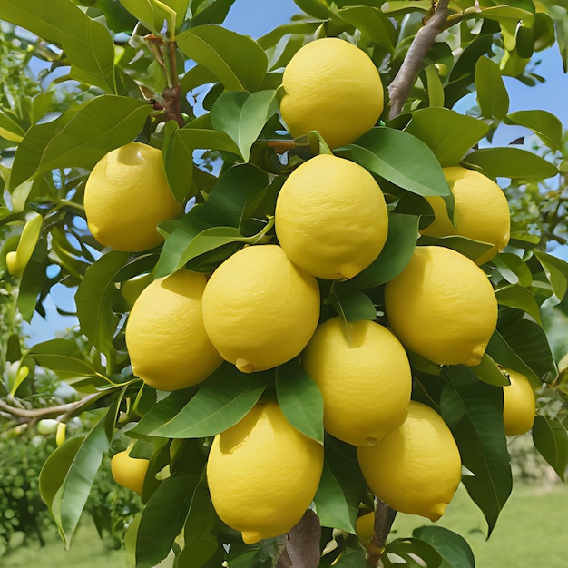 uma árvore de limão com um monte de limões nela