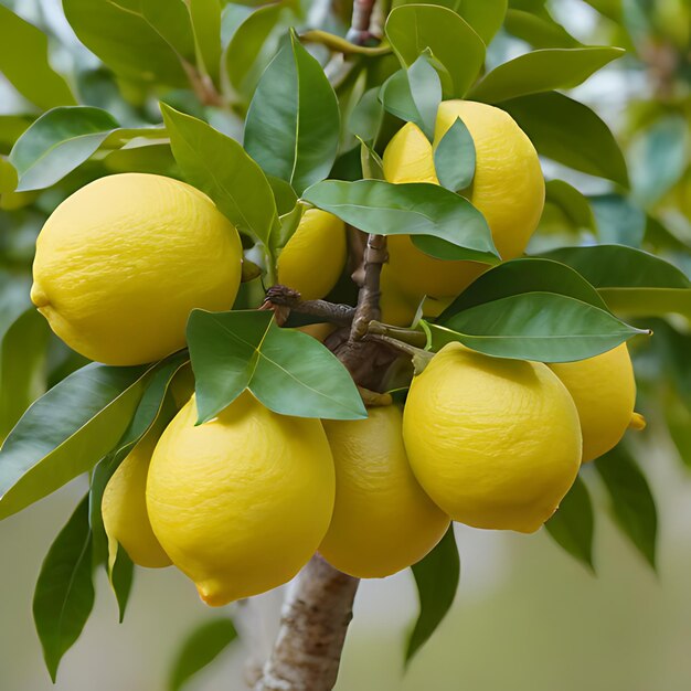 uma árvore de limão com um monte de limões pendurados nela