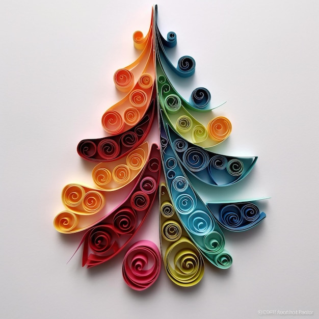 Foto uma árvore de natal colorida feita de papel imagem generativa de ia