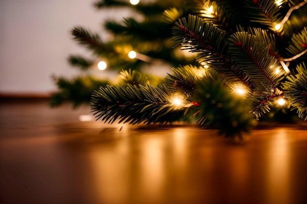 Uma árvore de Natal com luzes nela
