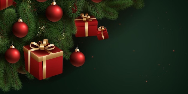 uma árvore de Natal com presentes pendurados nela