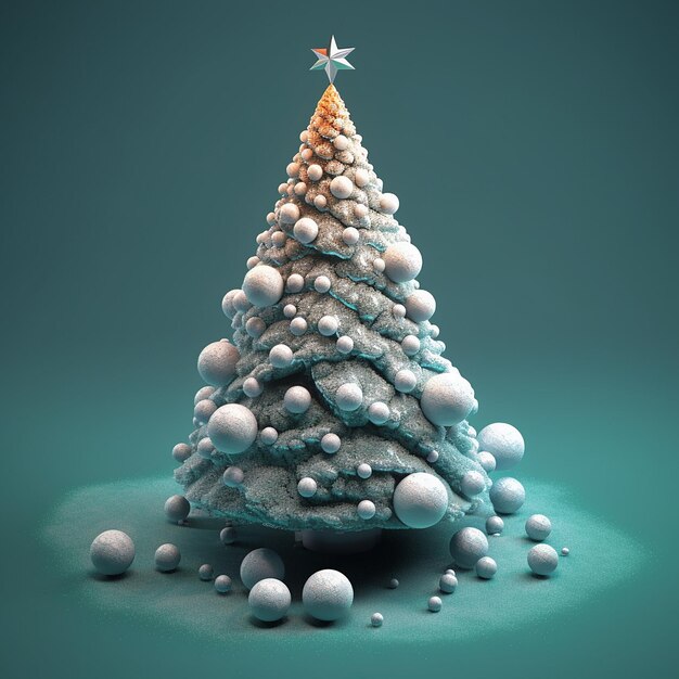 Uma árvore de natal com uma estrela no topo