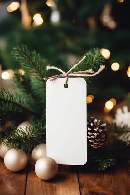 Foto uma árvore de natal com uma etiqueta de preço branca