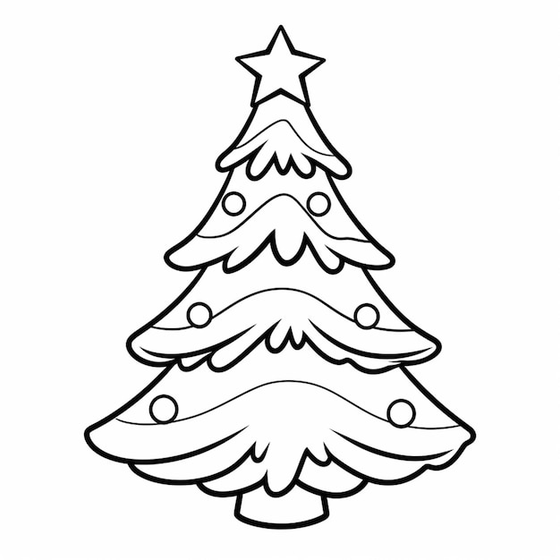 uma árvore de natal em preto e branco com uma estrela no topo ai generativa