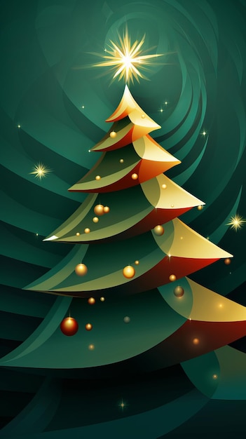 Uma árvore de Natal sobre um fundo verde