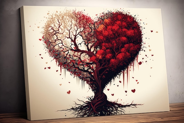 Uma árvore em forma de coração com as palavras amor nela