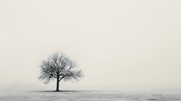 uma árvore em uma paisagem de inverno