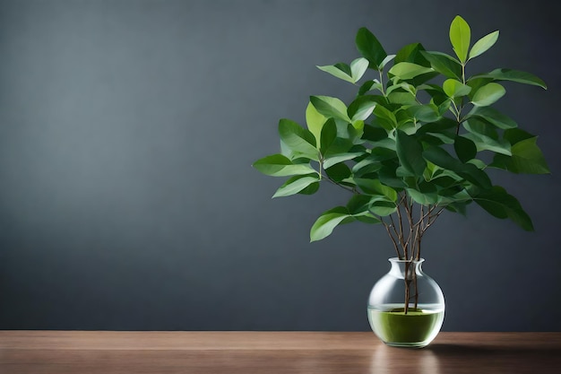 uma árvore em vaso com folhas verdes Selective Focus Shot